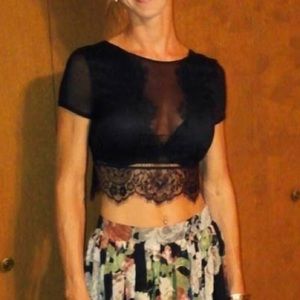 Black mesh top